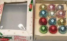 Lot VTG Glass Mesh BALL Feather Tree 25mm Christmas Ornaments Shiny Brite #2