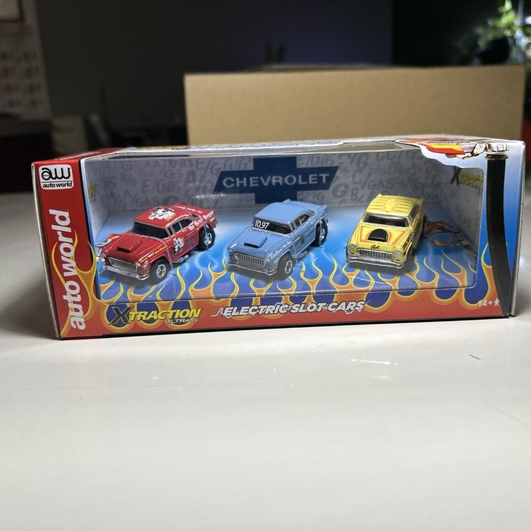 AUTO WORLD X-TRACTION 55 Chevy ☆限定 ボックス Auto World X-TRACTION slot car 1955 Chevy Set of 3 boxes