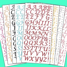 GLITTER LETTER STICKERS Small 15mm Peel Off Stick On Alphabet A-Z Craft Sheets