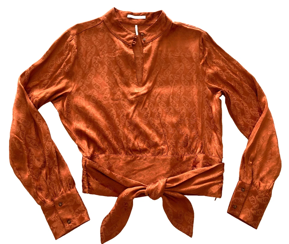 Blusa Scotch & Soda Top Canela Marrón Cintura Corbata Manga Larga Talla M Foto 2 de 4