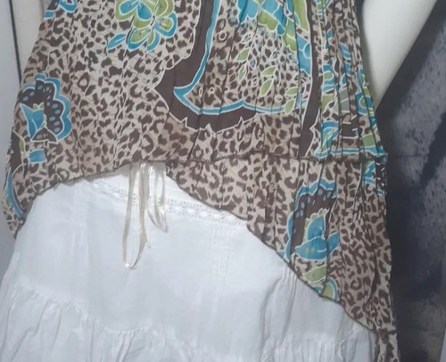 VINTAGE Y2K BRAND TOP 12 ASYMMETRIC CRUSH BEADED LEOPARD GIRL EXPRESS - Picture 6 of 13