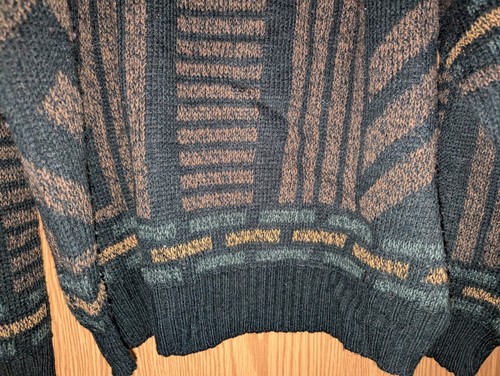 Vtg Men's Sz L Large Gitano Retro Boxy 100% Acrylic 1990s 90s Sweater,Leather? - Picture 6 of 24