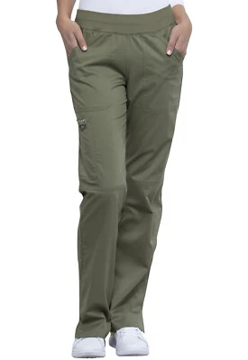 Cherokee Workwear Scrubs Mid Rise Straight Leg Pull-On Pant WW110 OLV Olive - Image 1 of 4