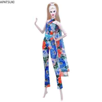 Blue Floral Handmade Jumpsuit For 11.5in. Doll Outfits Clothes Set 1/6 Kids Toys