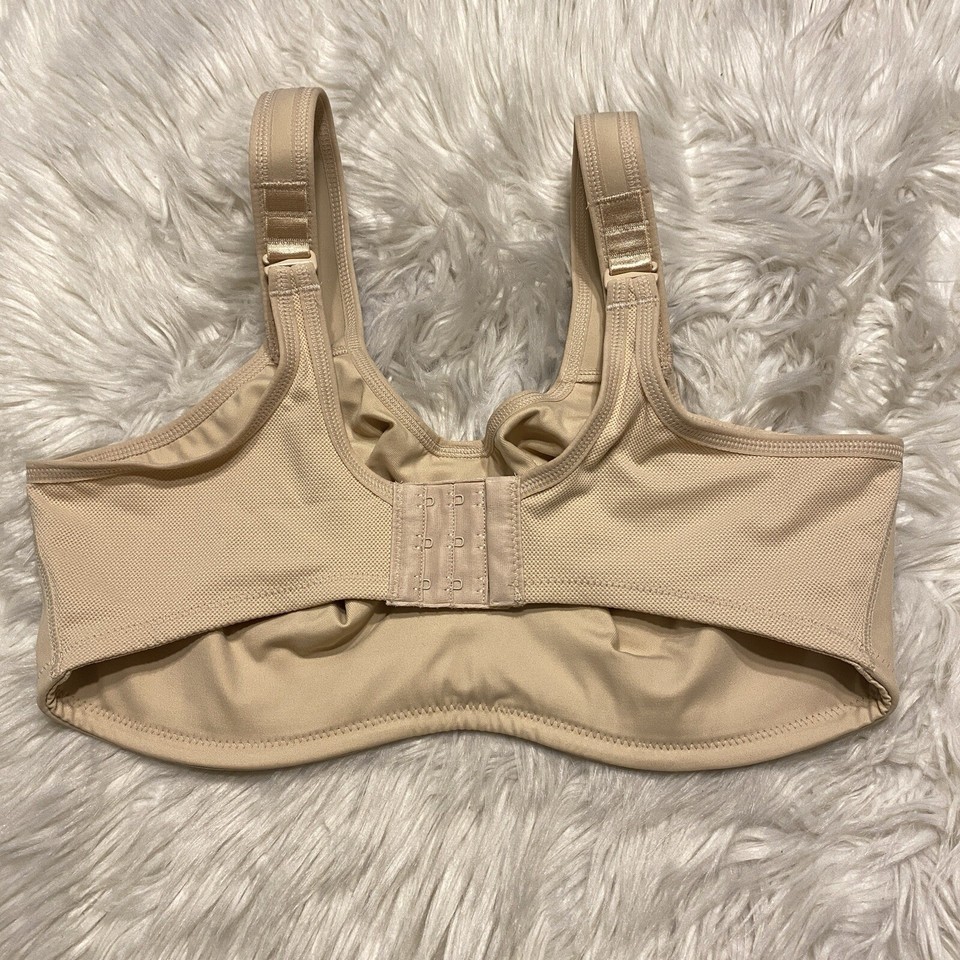 Wacoal 38D Sports Bra Beige Simone Maximum Support Underwire Back Close