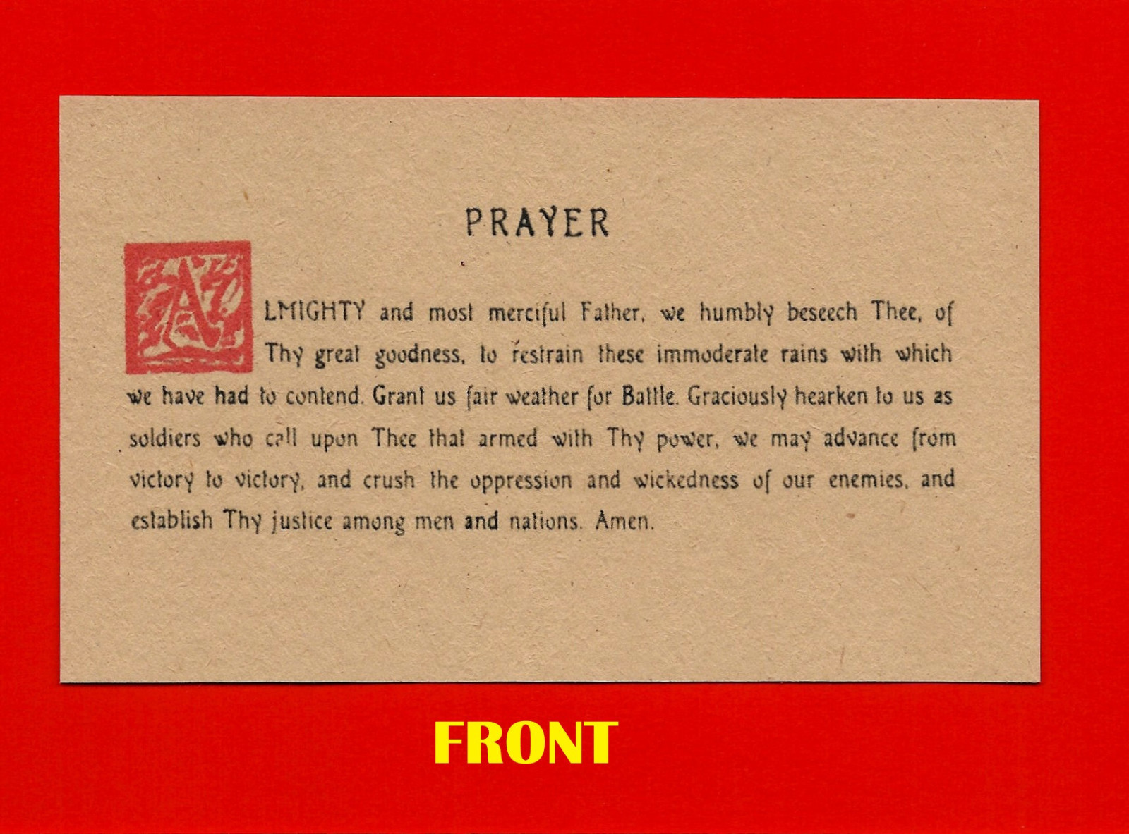 Patton Weather Prayer Collector Envelope Reprint With Original Period