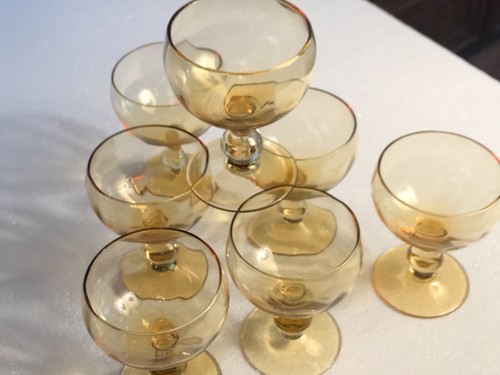 Cordial glasses pretty Champagne color glass to clear stem FREE SHIP - Picture 2 of 5