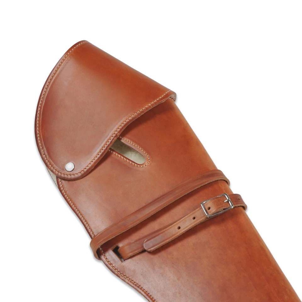 USA MADE Large Rifle Leather Scabbard w/ Flap Fleece-Lined Holster ATV Horse - Image 4 of 4
