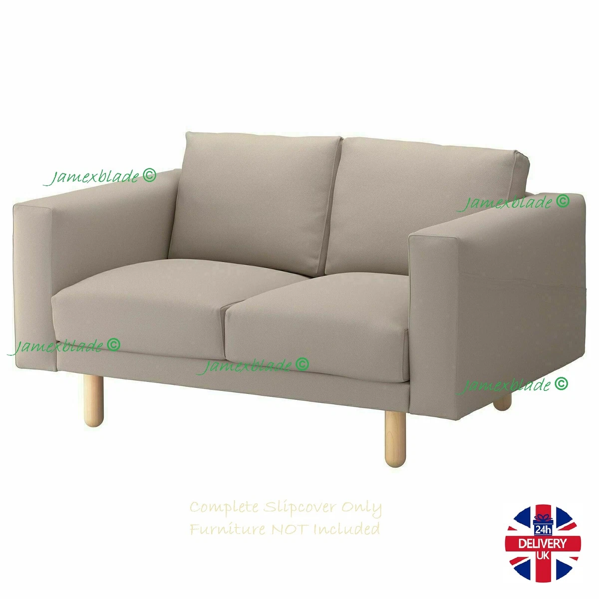 IKEA NORSBORG Complete Cover Set for 2 Seater Sofa Grasbo Beige