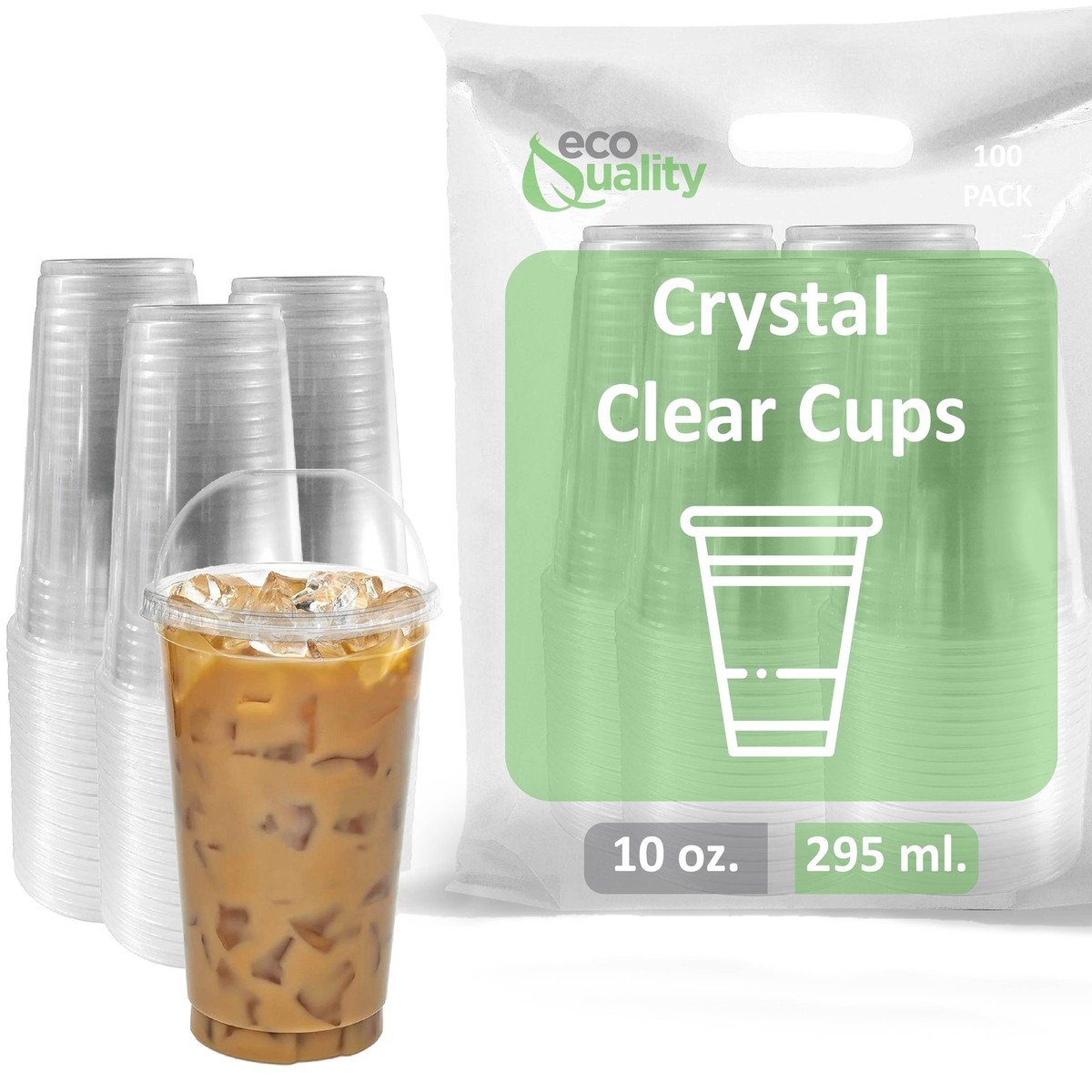 10oz Disposable Clear Plastic Smoothie Cups with Clear Dome Lids for Iced  Coffee | eBay