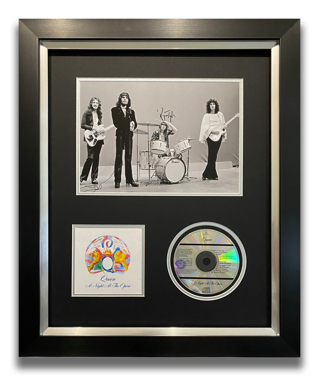 ROGER TAYLOR HAND SIGNED FRAMED CD DISPLAY - QUEEN - A NIGHT AT