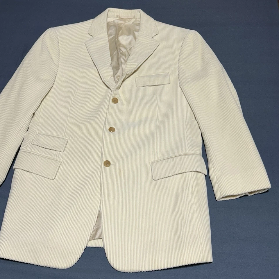 Abrigo Chaqueta Blazer Ralph Lauren Etiqueta Púrpura Pana Deportivo Para Hombres 40R Blanco Crema Foto 3 de 4