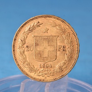 Schweiz 20 Franken 1894 B Helvetia 6 45 Gramm 900 Gold VZ
