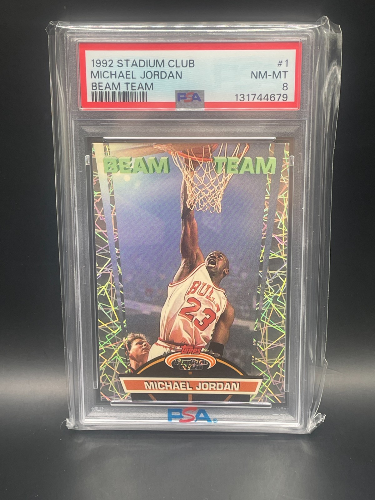 1992 STADIUM CLUB BEAM TEAM #1 MICHAEL JORDAN PSA 8