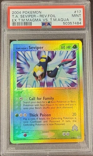 2004 Pokémon EX Team Magma Vs. Aqua 17 Team Aqua’s Seviper PSA 9 Mint