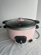 GreenLife Slow Cooker 6 Qt Ceramic Nonstick Pot Pink W / Lid # CC004800 Working