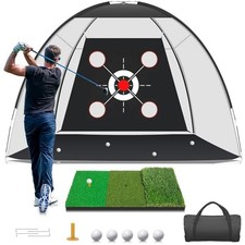 Golf Net with Practice Mat,Golf Hitting Aid Nets 10x7FT for Backyard Driving