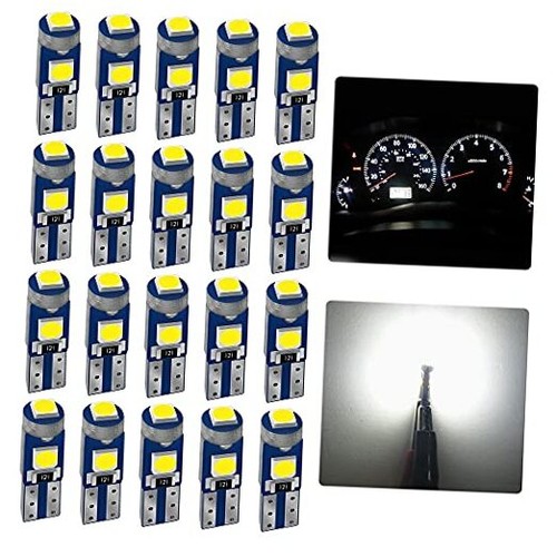  20 Piece T5 LED Bulbs Dashboard Lights 3030 Chipsets 74 37 27 17 Xenon White - Picture 1 of 8