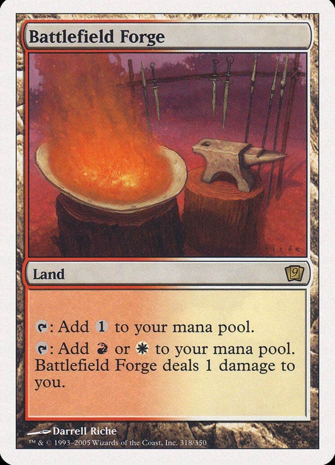 Magic the Gathering BATTLEFIELD FORGE #318/350 Rare 9th Edition Land NM 2005