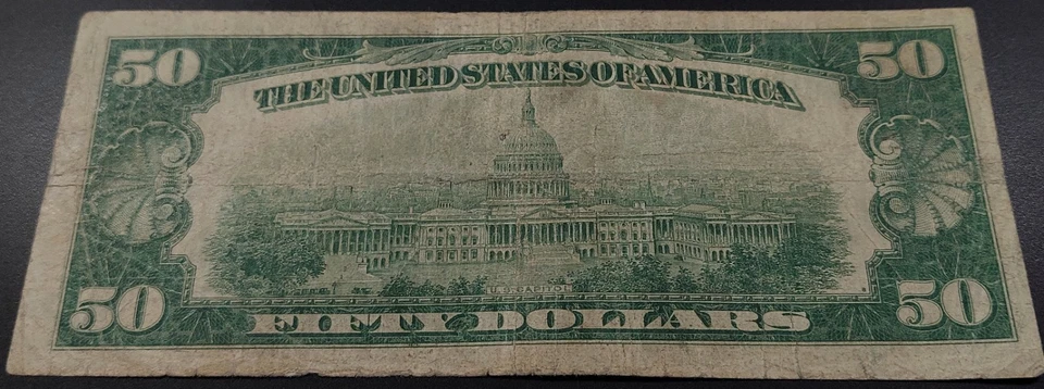 1928 $50 Federal Reserve Note "Big 6" Atlanta! Gold Clause! Fr# 2100 F. - Image 3 of 4