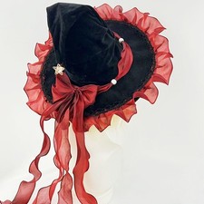 Gothic Witch Hat for Women Big Brim Masquerade Carnivals Hat for Halloween Party