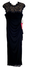 alex evenings 212388 navy blue floor length dress size 6P