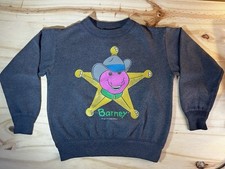 Vintage 1992 Barney Kids Sweatshirt Size 4 Purple Dinosaur Lyons Group USA Rare