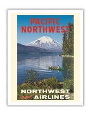 Pacific Northwest - Northwest Orient Airlines - Vintage Travel Poster 1973
