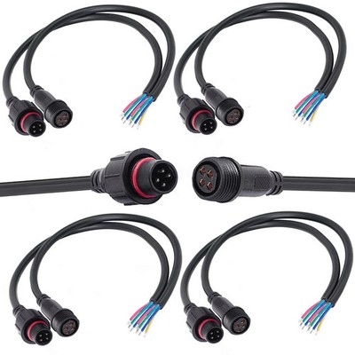 4 Wire Waterproof Connector, 4 Pin Male Female Plug LED Connector,with 16AWG ...