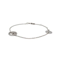 6884 - Fendi 'F Is Fendi' Crystal Oval Logo Chain Bracelet Silver Palladium