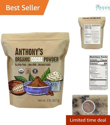 Organic Cocoa Powder 2 lb Gluten Free Non GMO Unsweetened for Baking Cooking