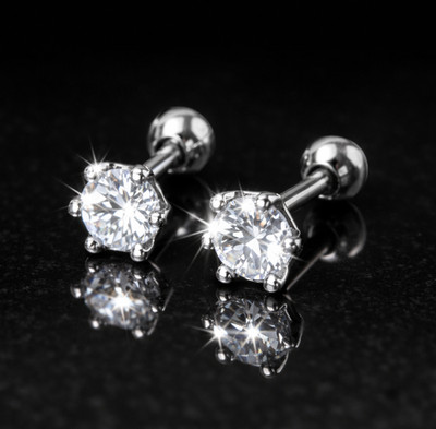 Moissanite Screw Backs Stud Earrings GRA Certi 0.6ct tw Platinum Silver Sterling