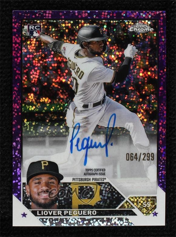 2023 Topps Chrome Rookie Purple Speckle Refractor /299 Liover Peguero Auto 08a4