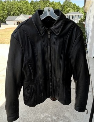 FirstGear FG299 Womens Leather Motorcycle Jacket XL Black Liner Vintage