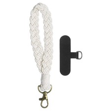 Boho Macrame Keychain Boho Wrist Keychain with T-shaped Pad, White