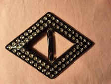 Vintage Rhinestone Belt Buckle plastic black backing