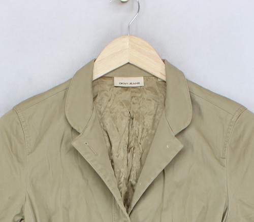 Chaqueta Blazer DKNY Mujer Talla S Beige Algodón Elastizada Sencillo Pecho - Imagen 5 de 15
