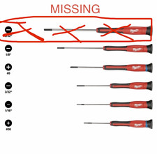 Milwaukee Precision Phillips Screwdriver Set 6-Piece MISSING 5/32 