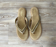 Monsoon Sandals Suede Leather Gold Embellished Thong UK 6 - NEW