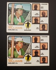 1973 Topps #179 Dick Williams - Var. W/Ears Showing (EX) & W/O Ears (NM)