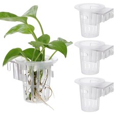 Hanging Aquarium Plant Holder Cup with Suction Cups 4-Pack Aquatic Plant Bask...