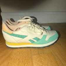 Reebok Mens White Teal Yellow Peach Lace Up L...
