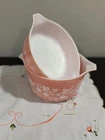 Vintage Pyrex PINK GOOSEBERRY Round Casserole Dish Set with no lids 471 473 Used