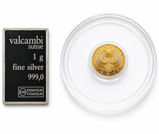 ? 1/200 oz .9999 Pure Gold Egyptian Scarab Round + Valcambi Silver Bar ?