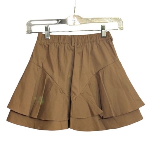TWINSET | Brown Poplin Girls Skorts Shorts with Flounces Ruffles Twin Set Size 8 - Picture 3 of 16