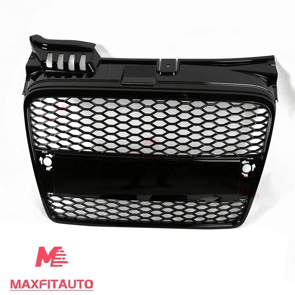 Fits Audi A4/B7 2005-2008 Front Upper Grille Sport Honeycomb Full Gloss Black — 第 2/4 张图片