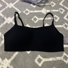 Auden Lightly Lined Scoop Neck Bralette Size large Adjustable Straps Black