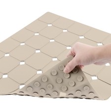 Shower Mat Non Slip 21"x21" Silicone Foldable Bath Mat with Suction Cups Dr...