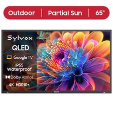 SYLVOX 65" QLED Outdoor TV SMART Google TV Waterproof Apps Dolby Atmos Voice-Con