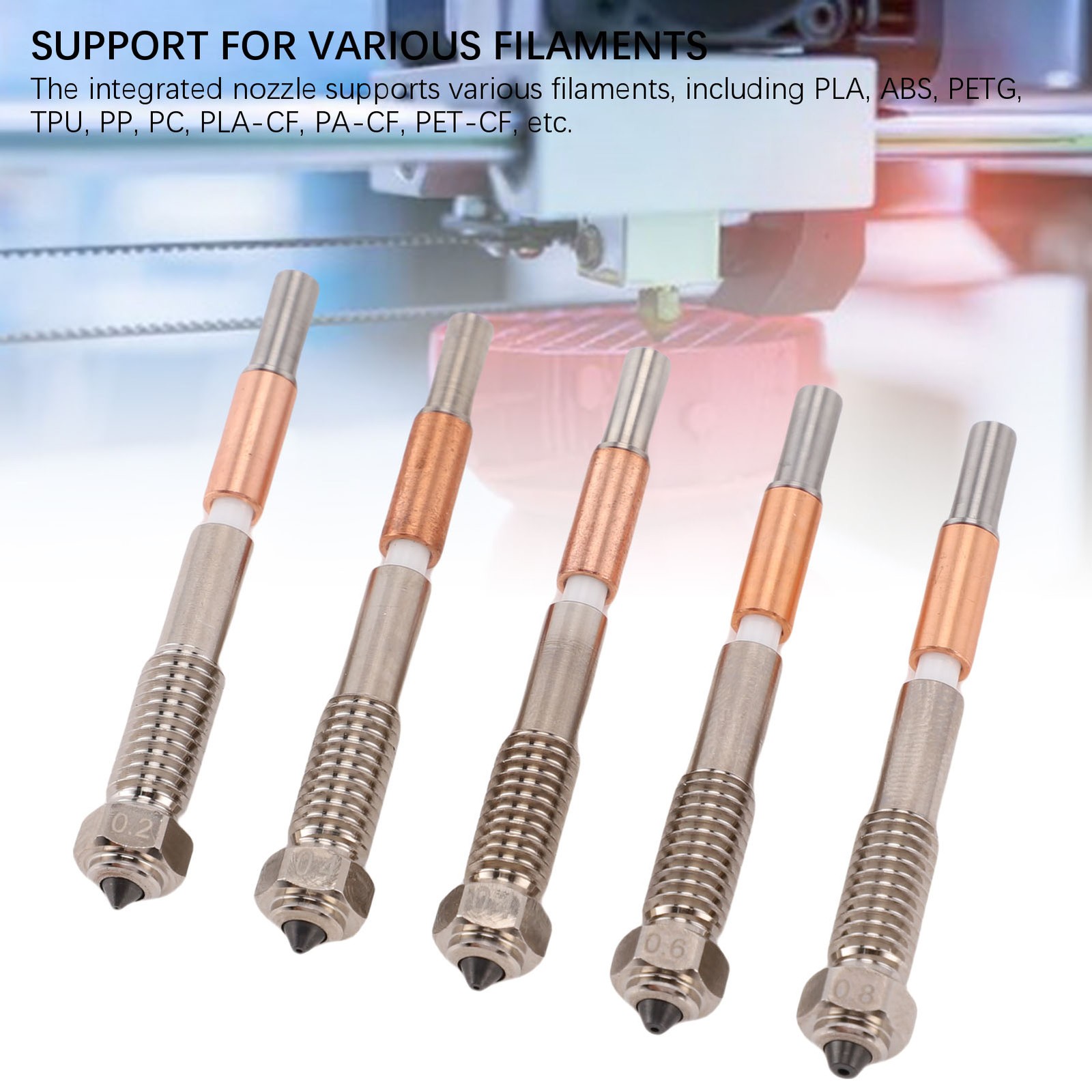 5x 3D Printer Bimetallic Extruder Nozzles For QIDI Plus4 Integrated 0.2/0.4mm EH